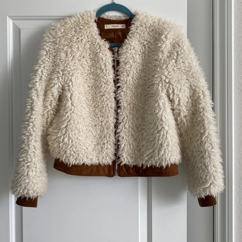 Mango Shearling Short Zipper Jacket - Picture 1 of 5